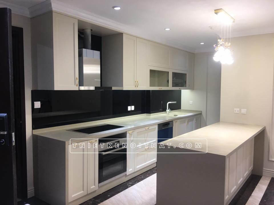Đá ốp mặt bàn bếp màu trắng vân mây cho phòng bếp tân cổ điển Đá nhân tạo cho nhà bếp