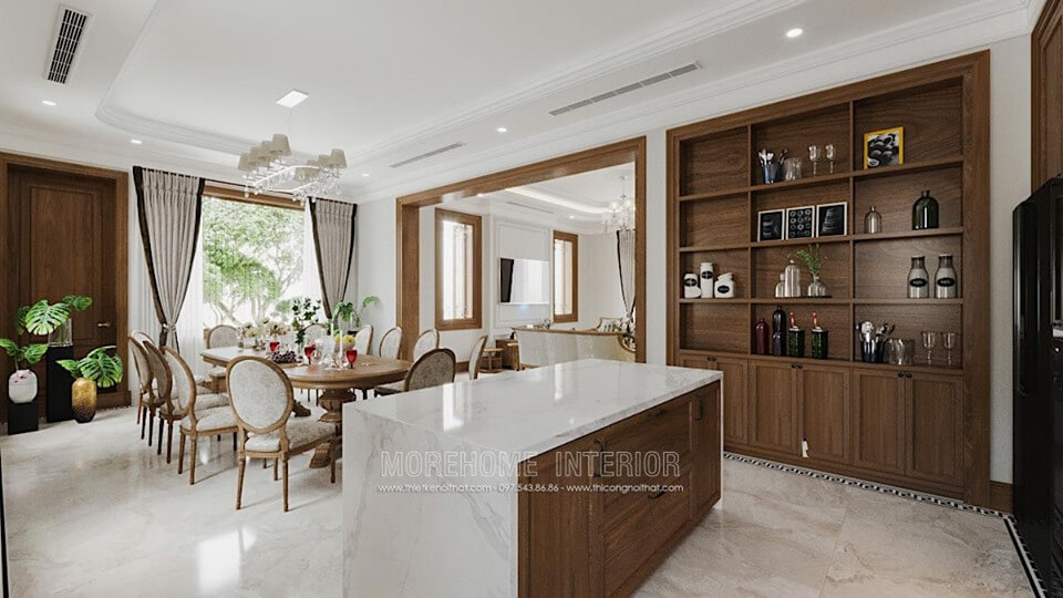 Thiết kế nội thất đá nhân tạo trong không gian nhà