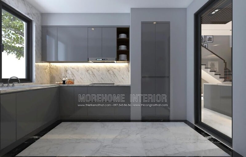 Đá ốp bếp vân mây đẹp sang trọng sẽ là lựa chọn tuyệt vời cho phòng bếp hiện đại.