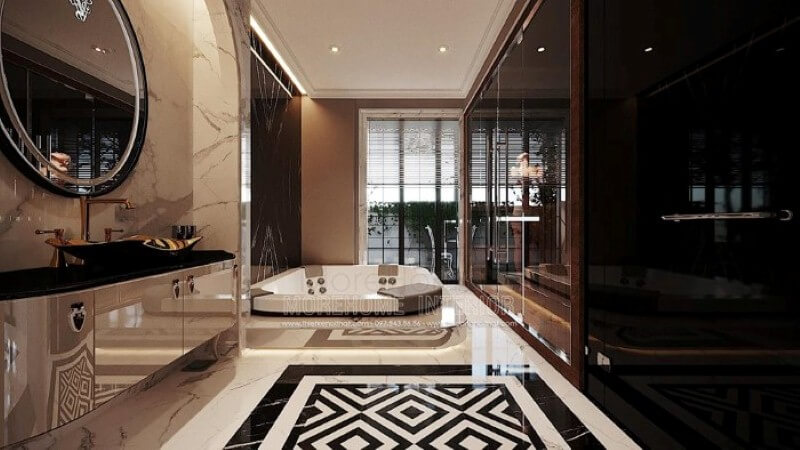 Đá ốp tường, sàn đẹp sang trọng tạo nét đẹp ấn tượng cho phòng tắm cao cấp. đá ốp phòng tắm