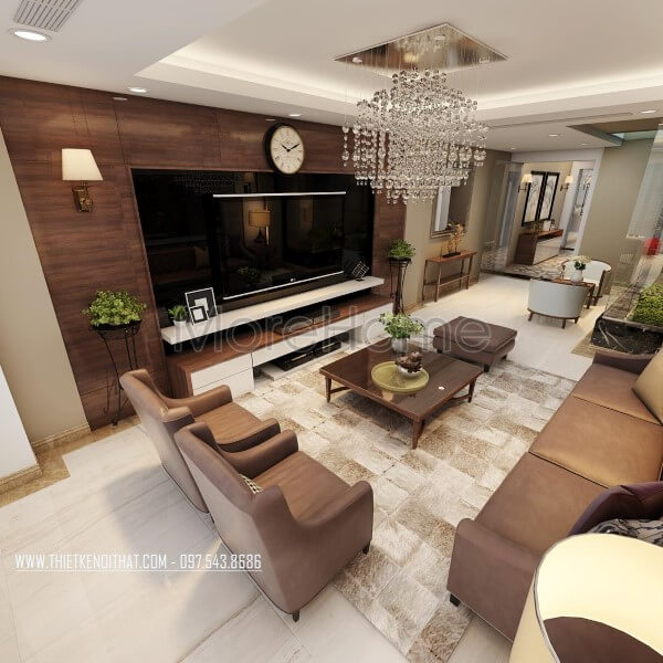 Thiết kế nội thất phòng khách với nội thất gỗ hiện đại đẹp độc đáo Thiết kế nội thất phòng khách nhà phố