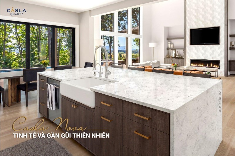 bàn đảo bếp đá nhân tạo